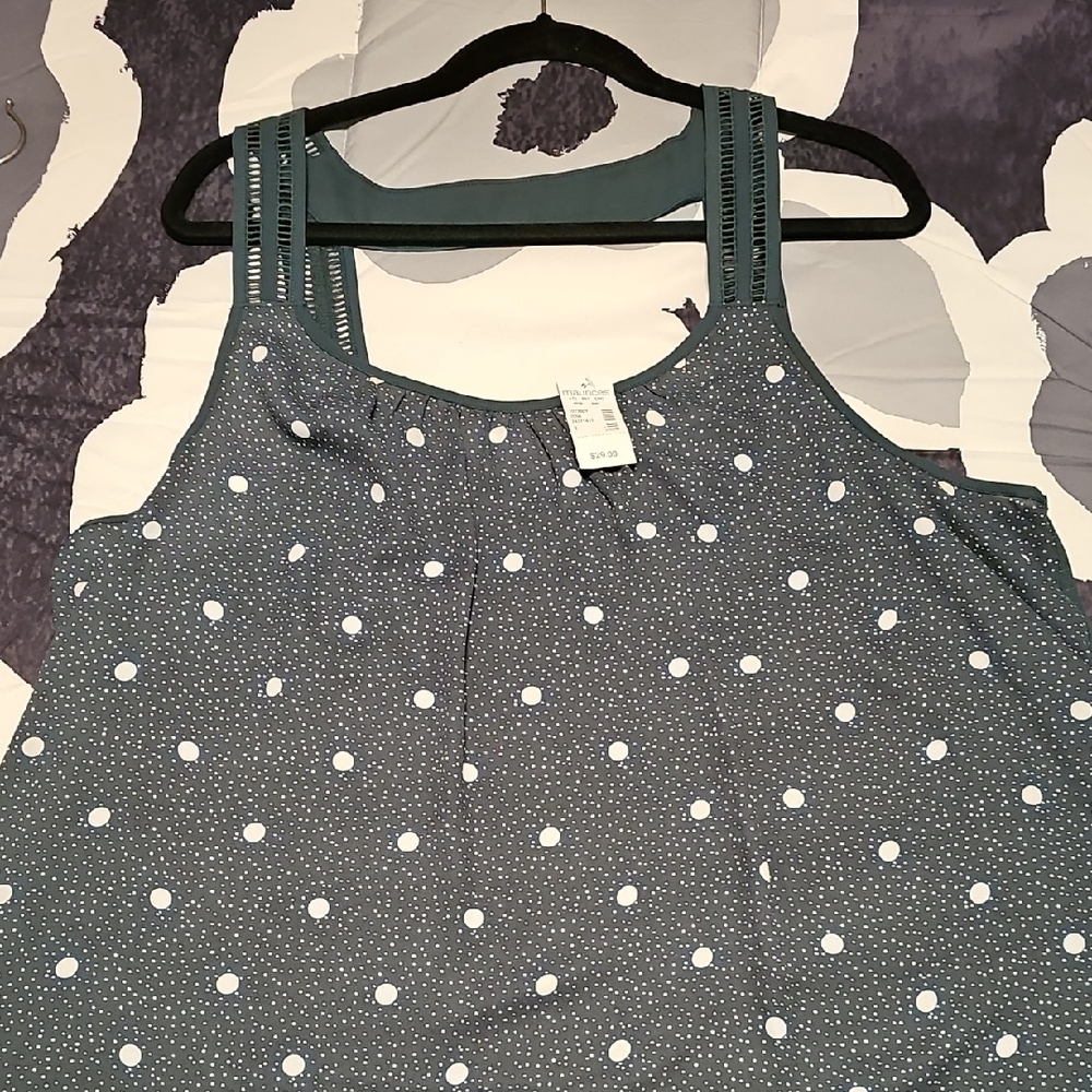 Polka Dot Sleeveless Top - Green